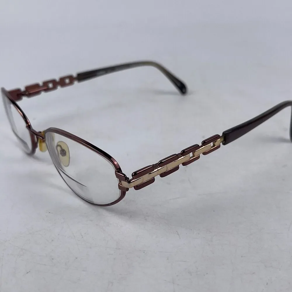 Tempo 001 Eyeglasses Frame Womens Bronze Gold‎ Metal Oval 53-19-140